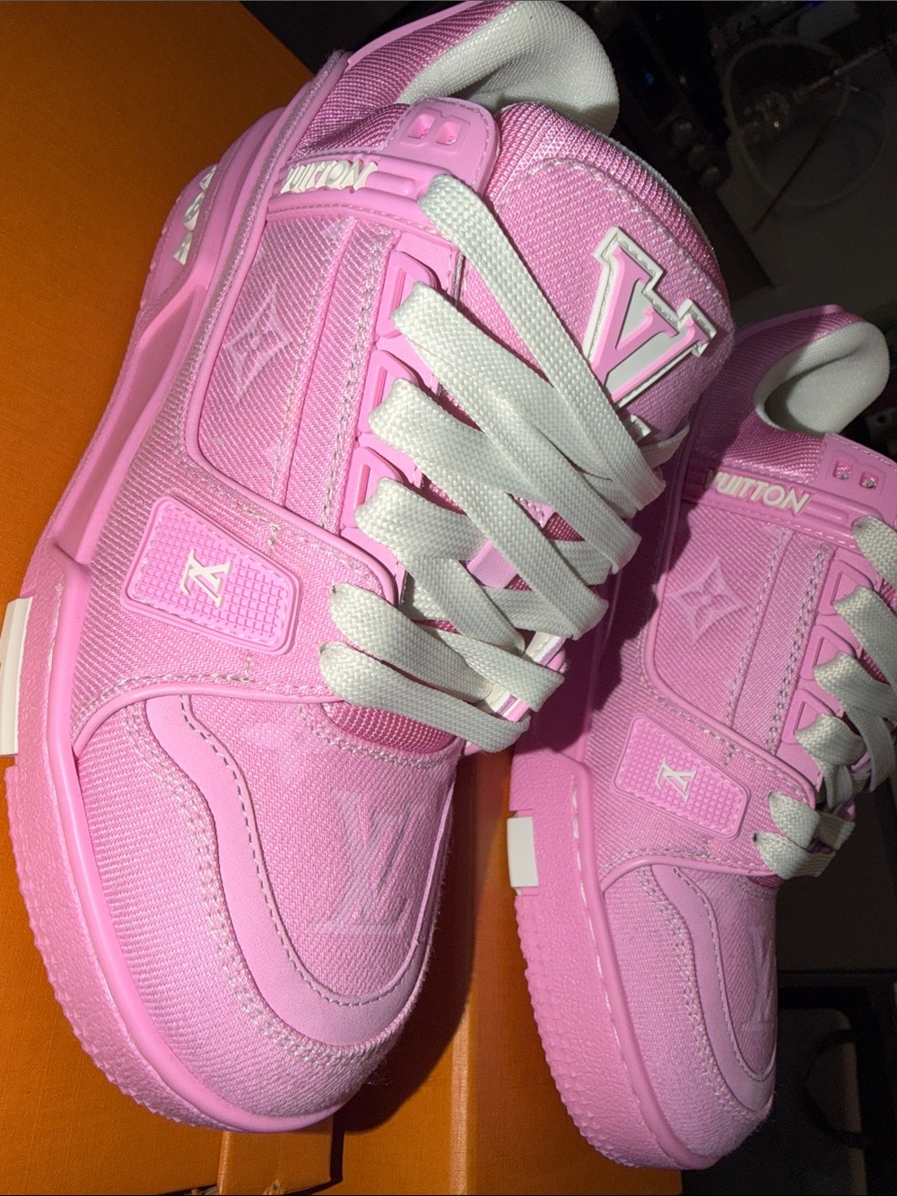 Louis Vuitton Pink and Cream Low-Top Sneakers